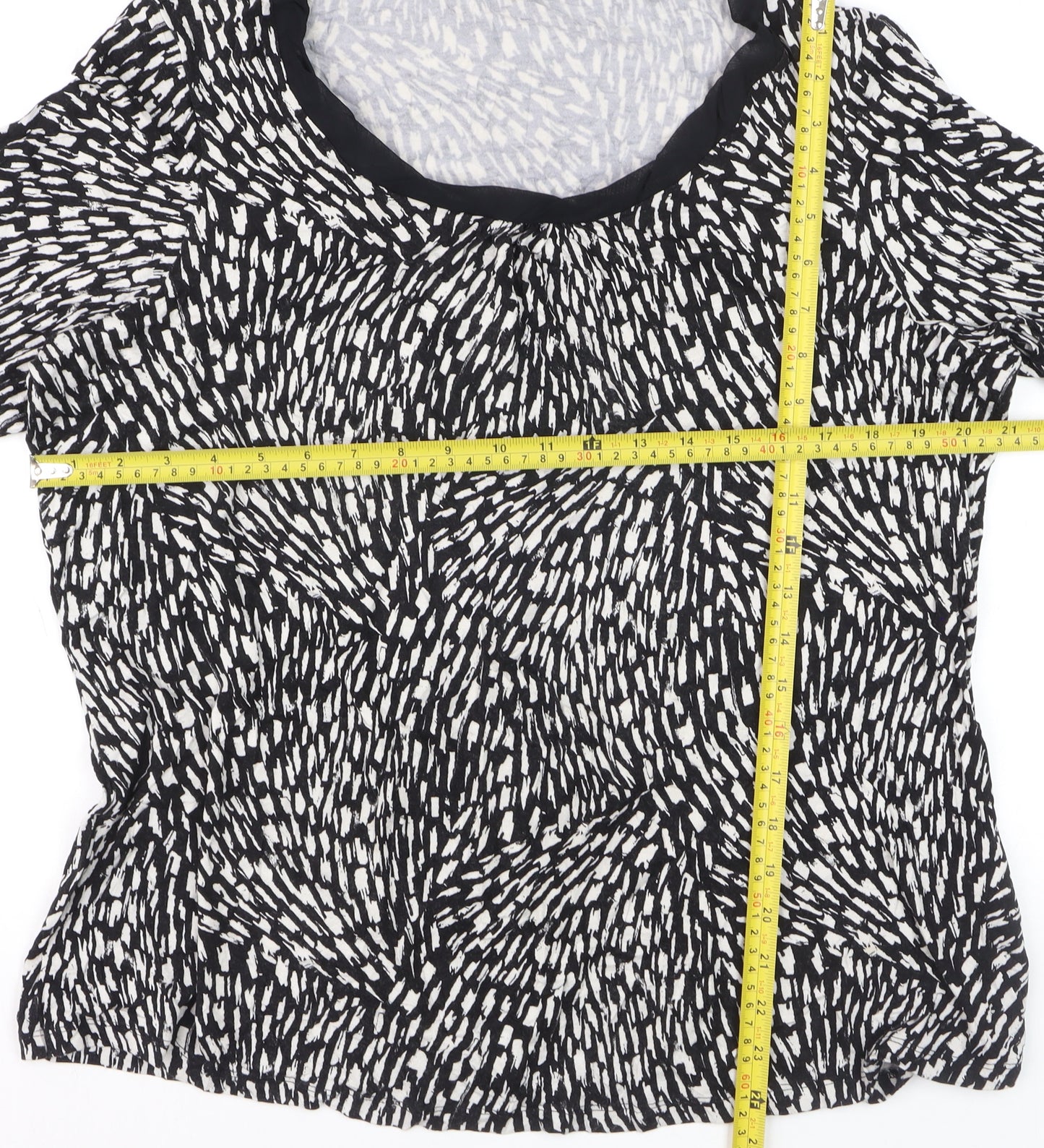 Marks and Spencer Women’s Black Geometric Jersey Blouse UK 20