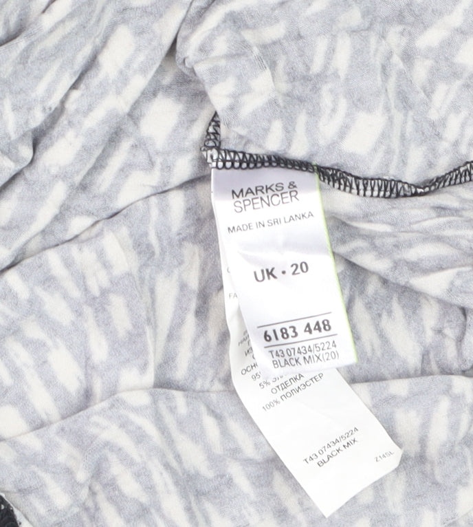 Marks and Spencer Women’s Black Geometric Jersey Blouse UK 20