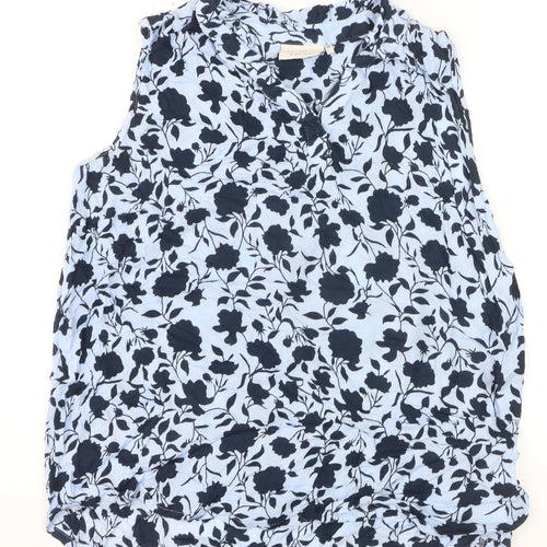 Kaffe Womens Blue Floral Sleeveless Tunic Blouse Size 12