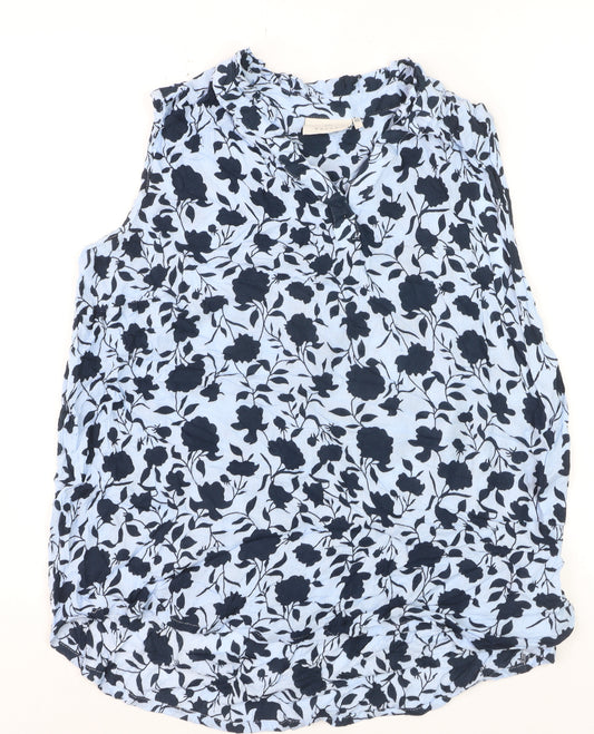 Kaffe Womens Blue Floral Sleeveless Tunic Blouse Size 12