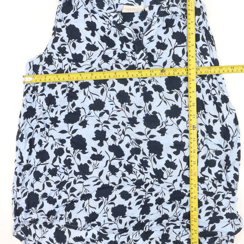 Kaffe Womens Blue Floral Sleeveless Tunic Blouse Size 12