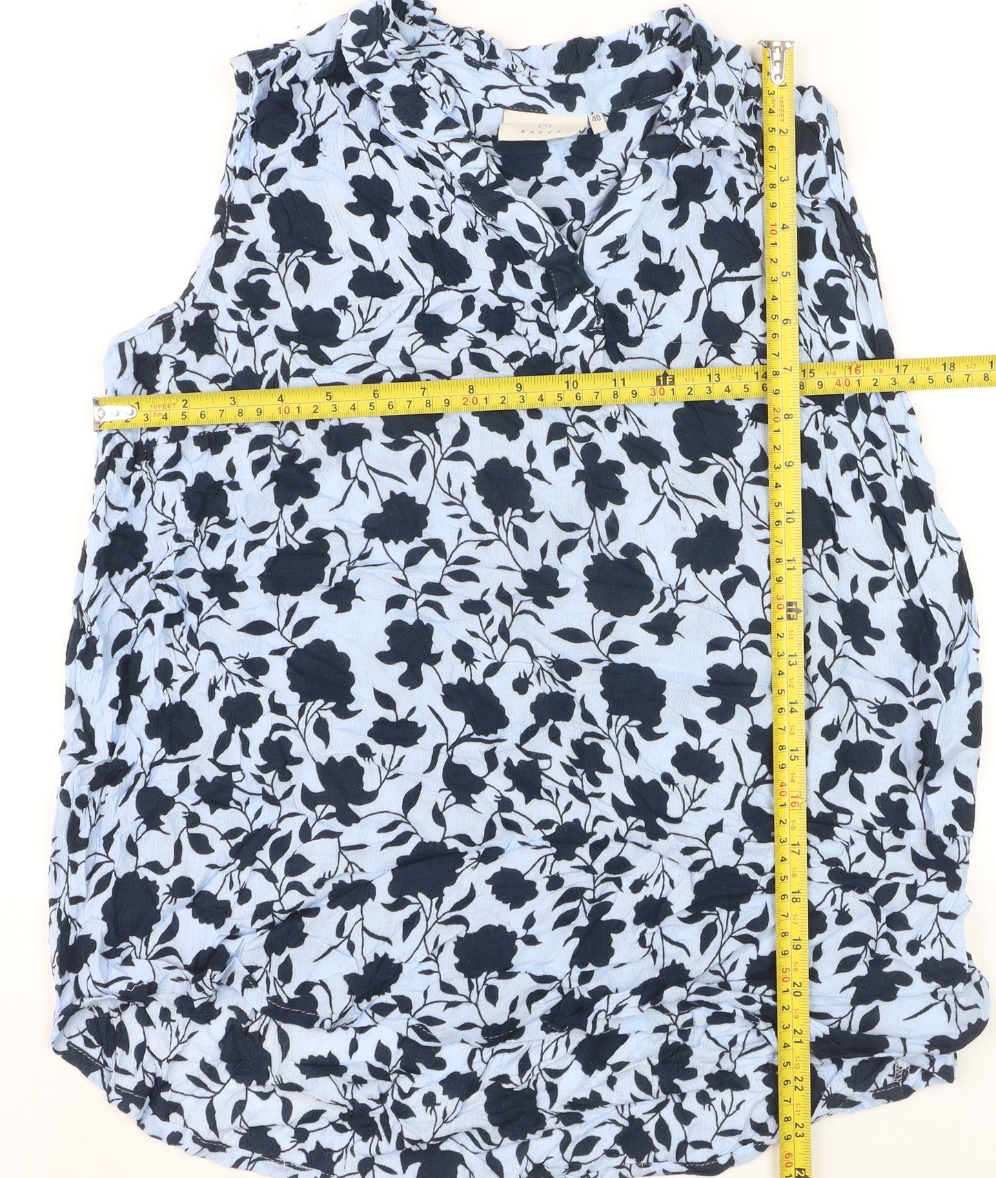Kaffe Womens Blue Floral Sleeveless Tunic Blouse Size 12