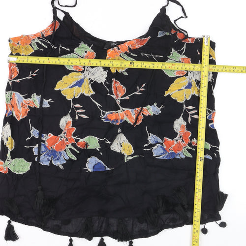 Next Women's Black Floral Tassel Camisole Top Size 14