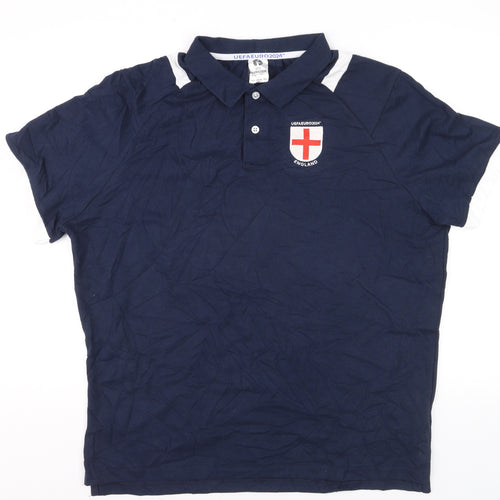 UEFA Euro 2024 England Navy Blue Men's XL Polo Shirt Football Cotton Blend