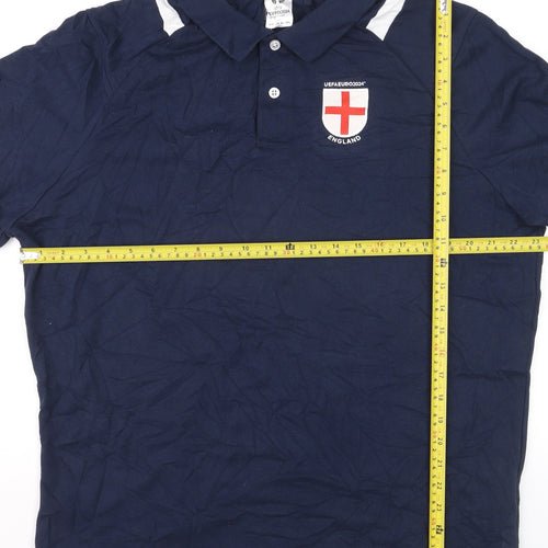 UEFA Euro 2024 England Navy Blue Men's XL Polo Shirt Football Cotton Blend