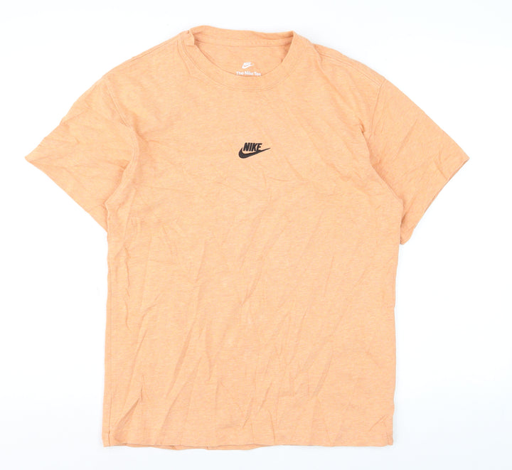 Nike Men's Orange Loose Fit Crew Neck Cotton T-Shirt Size S