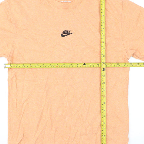 Nike Men's Orange Loose Fit Crew Neck Cotton T-Shirt Size S