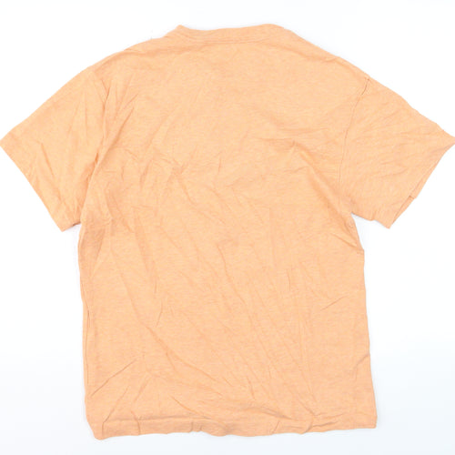 Nike Men's Orange Loose Fit Crew Neck Cotton T-Shirt Size S