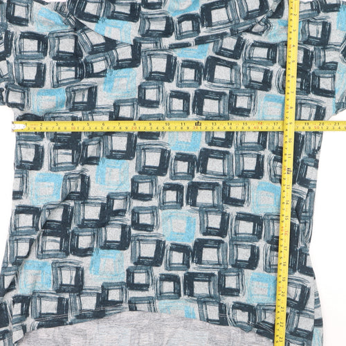 TIGI Womens Blue Geometric Roll Neck Jersey Long Sleeve Top Size 14/16