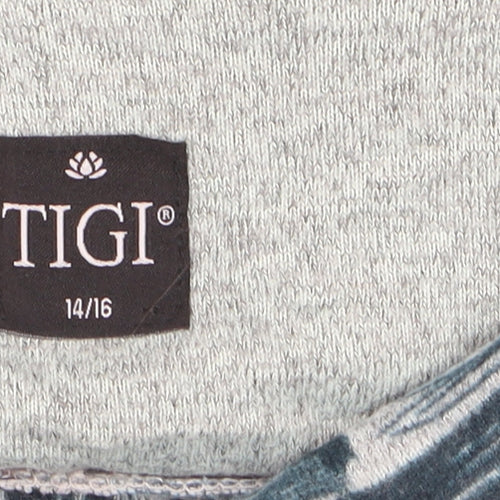 TIGI Womens Blue Geometric Roll Neck Jersey Long Sleeve Top Size 14/16
