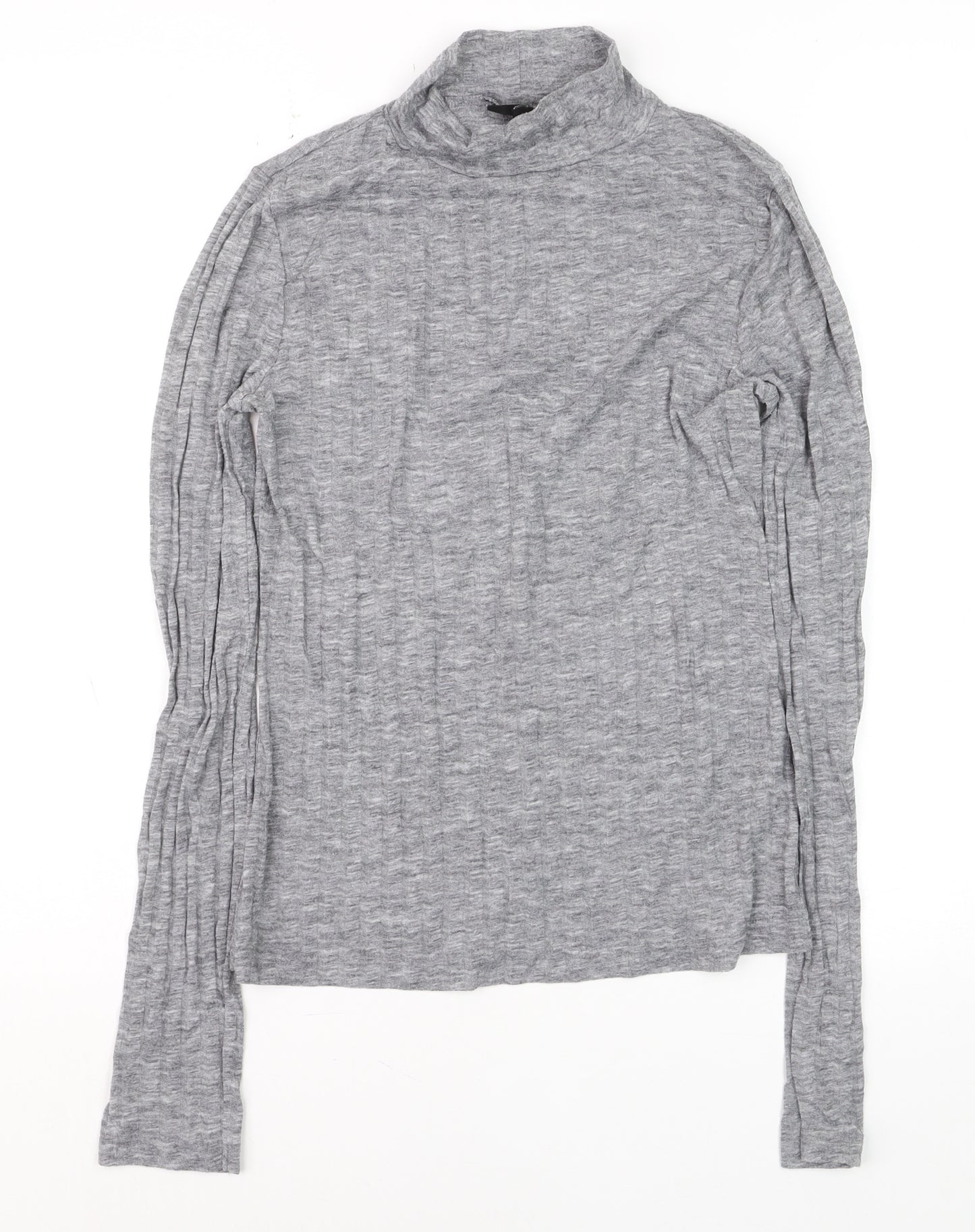 Topshop Women's Grey Roll Neck Long Sleeve Jersey Top Size 10