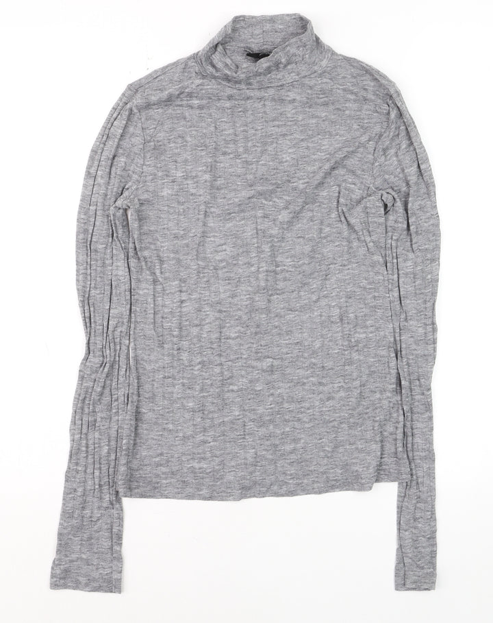 Topshop Women's Grey Roll Neck Long Sleeve Jersey Top Size 10