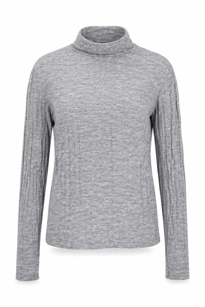 Front view of Topshop Women's Grey Roll Neck Long Sleeve Jersey Top, size 10