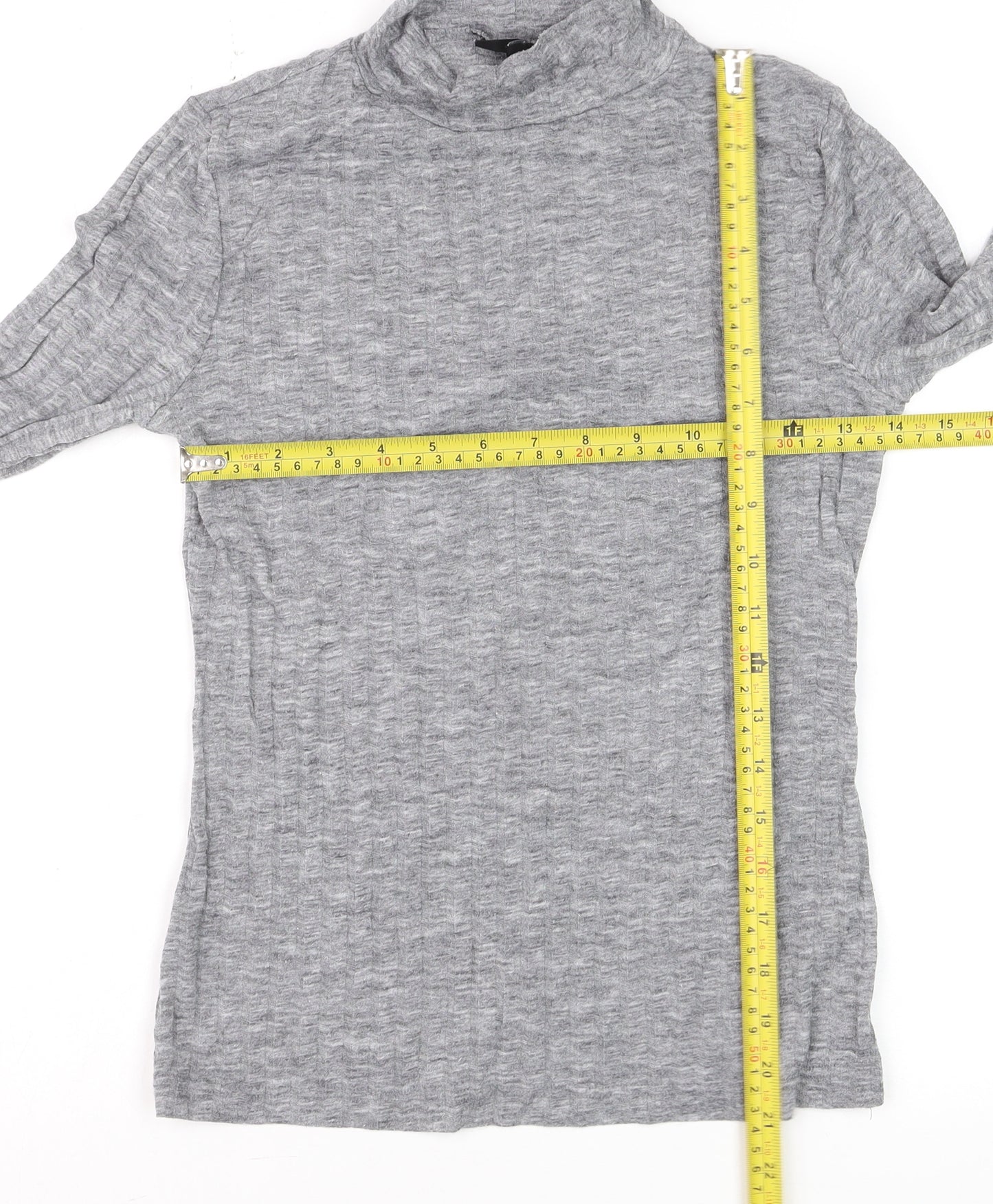 Topshop Women's Grey Roll Neck Long Sleeve Jersey Top Size 10
