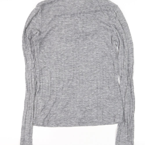 Topshop Women's Grey Roll Neck Long Sleeve Jersey Top Size 10
