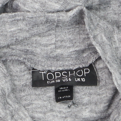 Topshop Women's Grey Roll Neck Long Sleeve Jersey Top Size 10