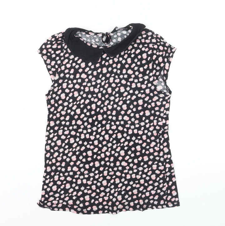 Dorothy Perkins Women's Black Floral Collared Blouse Size 12