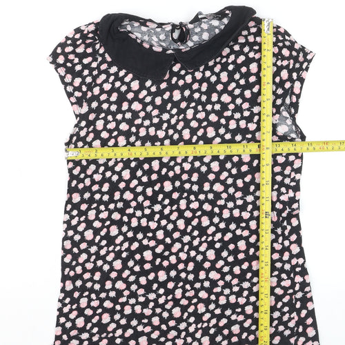 Dorothy Perkins Women's Black Floral Collared Blouse Size 12