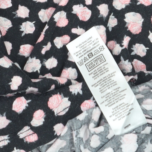 Dorothy Perkins Women's Black Floral Collared Blouse Size 12