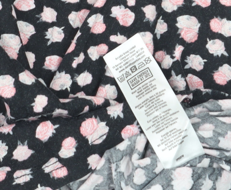 Dorothy Perkins Women's Black Floral Collared Blouse Size 12