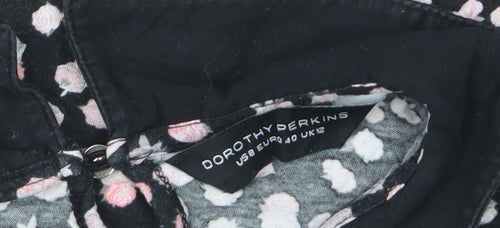 Dorothy Perkins Women's Black Floral Collared Blouse Size 12