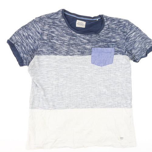 EDC by Esprit Men's Blue Colourblock Crew Neck Short Sleeve T-Shirt Small
