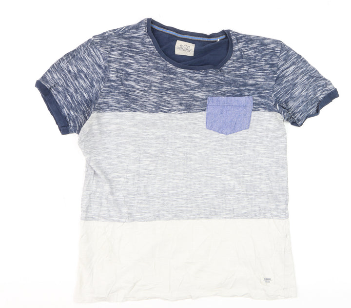 EDC by Esprit Men's Blue Colourblock Crew Neck Short Sleeve T-Shirt Small