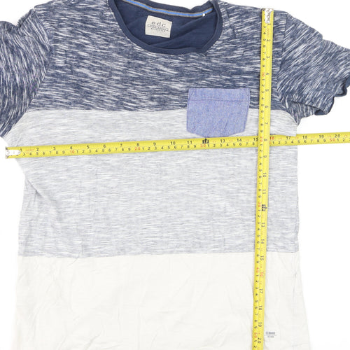 EDC by Esprit Men's Blue Colourblock Crew Neck Short Sleeve T-Shirt Small