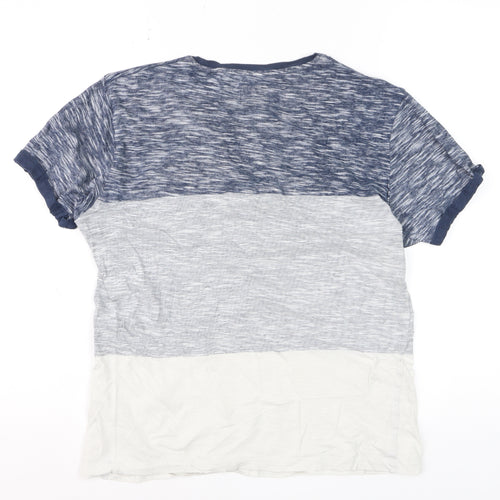 EDC by Esprit Men's Blue Colourblock Crew Neck Short Sleeve T-Shirt Small