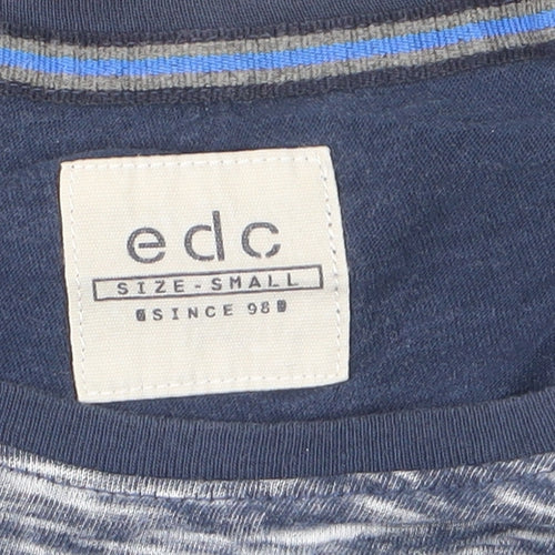 EDC by Esprit Men's Blue Colourblock Crew Neck Short Sleeve T-Shirt Small