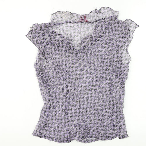 Sunny Leigh Women's Purple Silk Sleeveless Wrap Blouse M