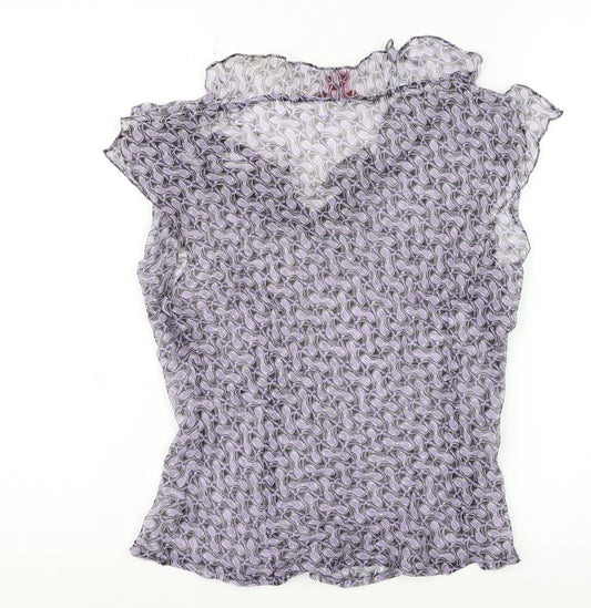 Sunny Leigh Women's Purple Silk Sleeveless Wrap Blouse M