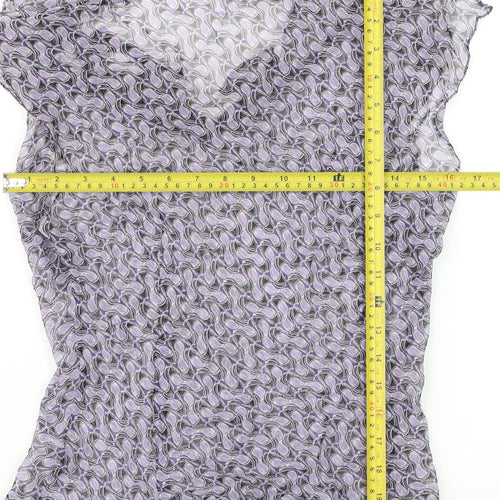 Sunny Leigh Women's Purple Silk Sleeveless Wrap Blouse M