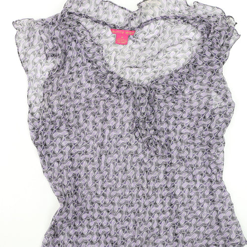 Sunny Leigh Women's Purple Silk Sleeveless Wrap Blouse M