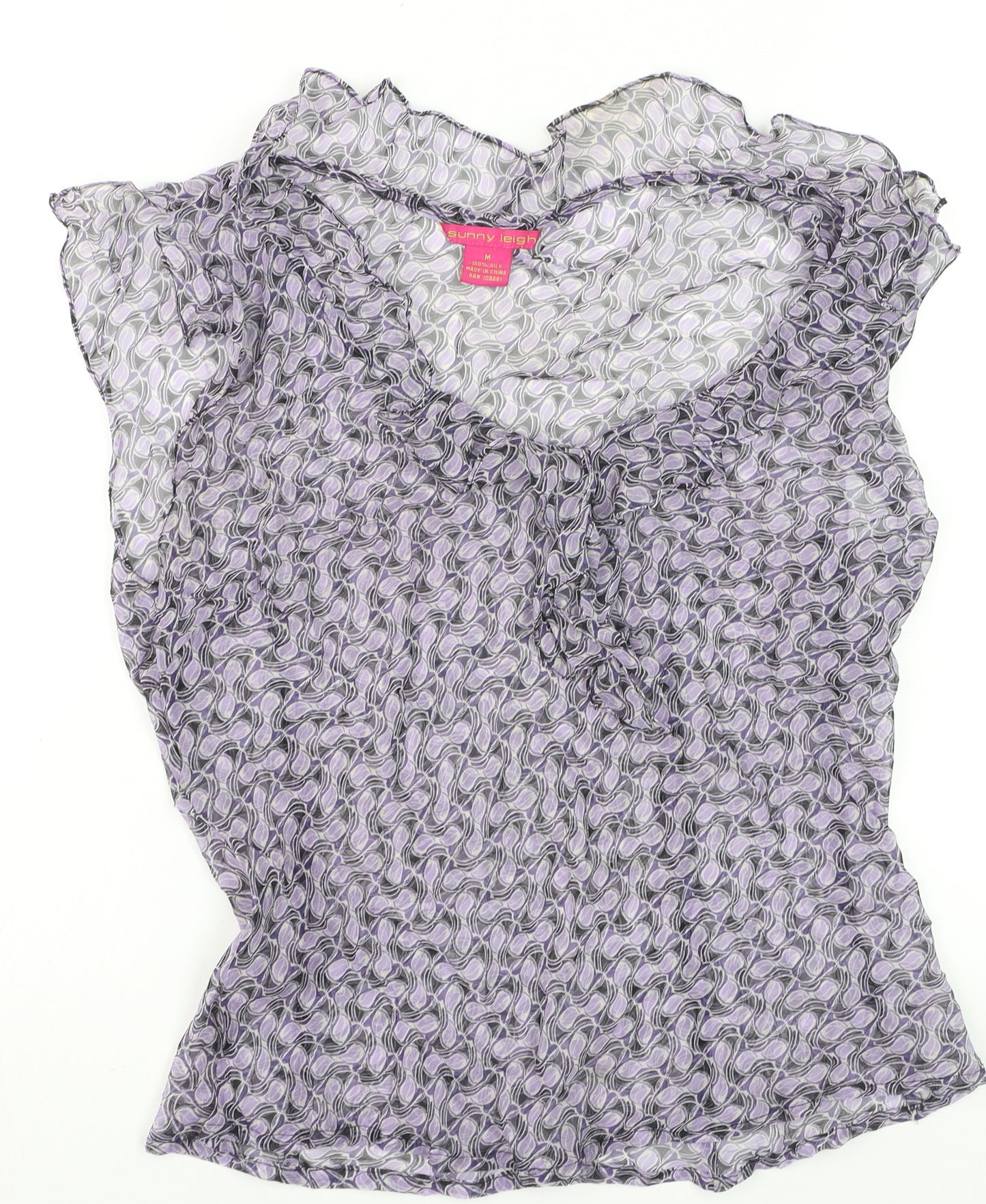 Sunny Leigh Women's Purple Silk Sleeveless Wrap Blouse M
