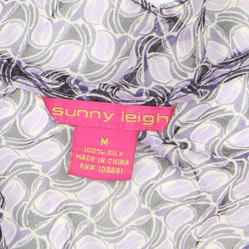 Sunny Leigh Women's Purple Silk Sleeveless Wrap Blouse M