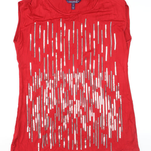 Long Tall Sally Women’s Red Sequin Sleeveless Jersey Top Size M