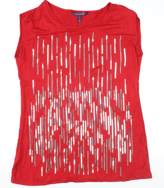 Long Tall Sally Women’s Red Sequin Sleeveless Jersey Top Size M