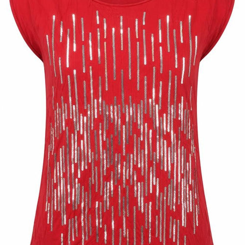 Long Tall Sally Women’s Red Sequin Sleeveless Jersey Top Size M