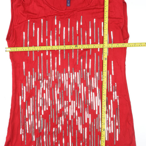 Long Tall Sally Women’s Red Sequin Sleeveless Jersey Top Size M