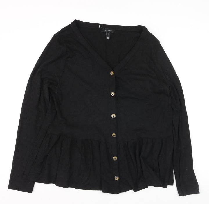 New Look Women’s Black V-Neck Button Cardigan Size 10