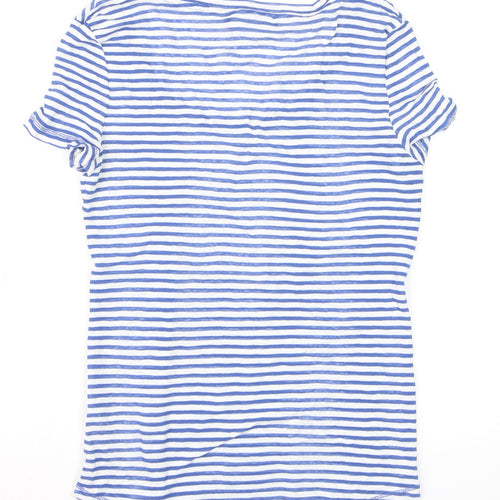 Marks and Spencer Women Blue Striped Basic T-Shirt Size 6