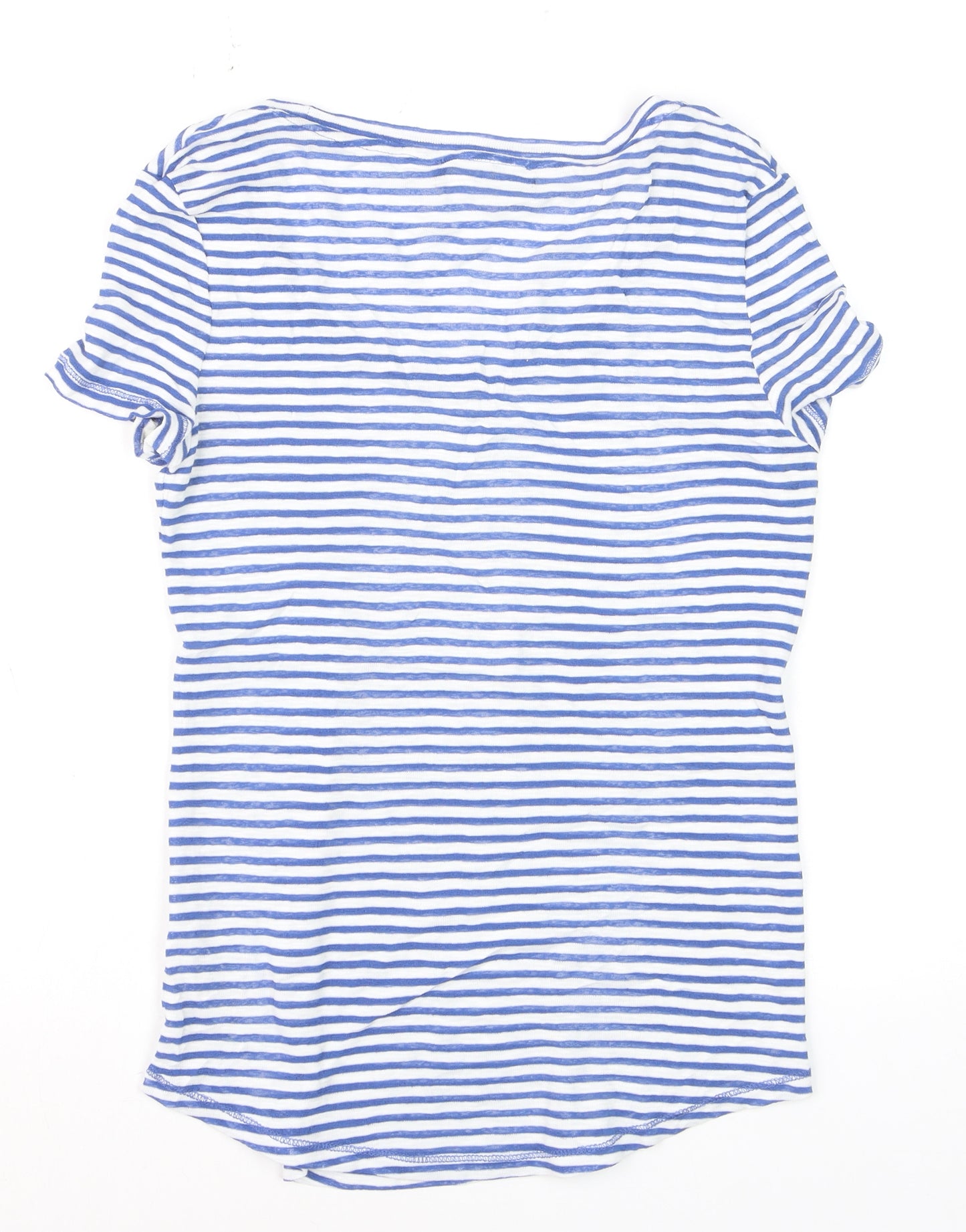Marks and Spencer Women Blue Striped Basic T-Shirt Size 6