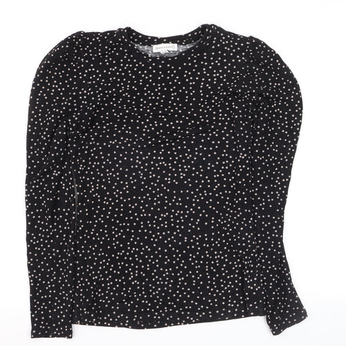 Warehouse Women’s Black Polka Dot Long Sleeve Jersey Blouse Size 8