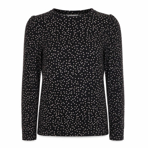 Warehouse Women’s Black Polka Dot Long Sleeve Jersey Blouse Size 8