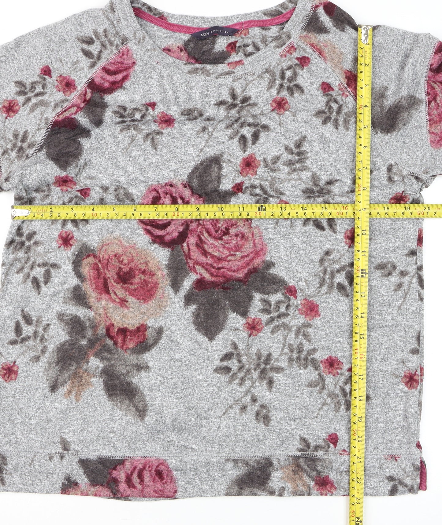 Marks and Spencer Women’s Grey Floral Pullover Jumper Size 12