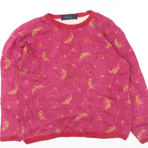 Best Company Women's Pink Floral Cotton Pullover Jumper Size S