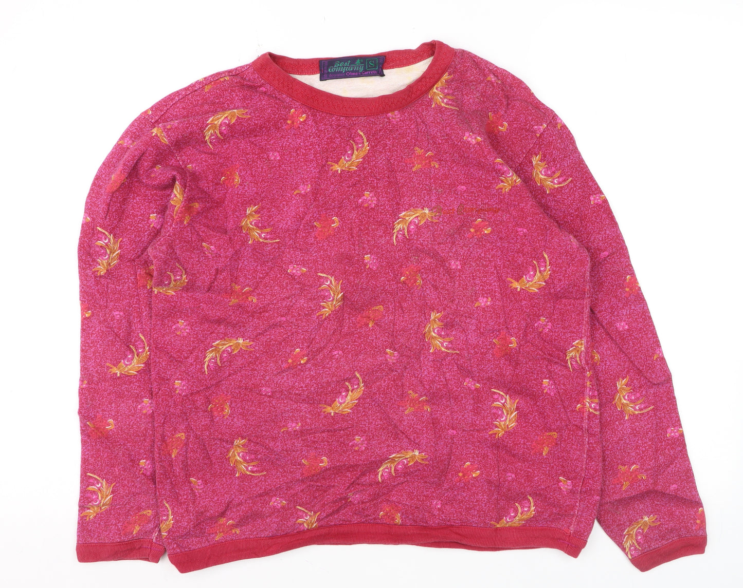 Best Company Women's Pink Floral Cotton Pullover Jumper Size S