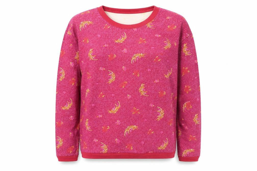 Front view of Best Company Women's Pink Floral Cotton jumper, size S