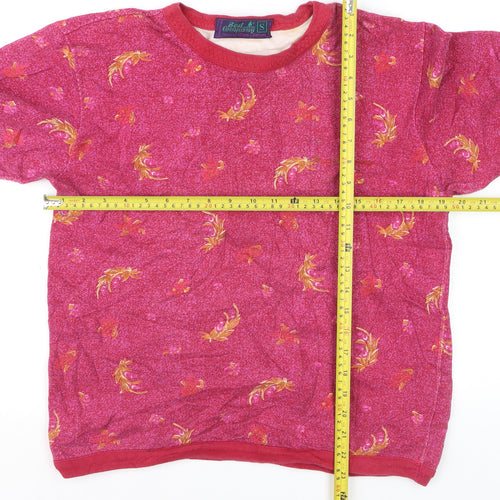 Best Company Women's Pink Floral Cotton Pullover Jumper Size S
